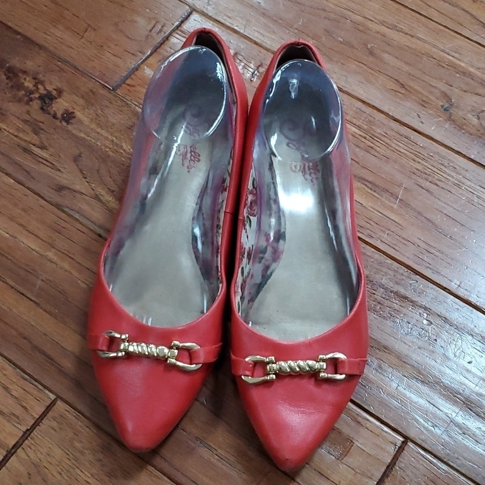 Seychelles Sycamore coral red pointed toe flats